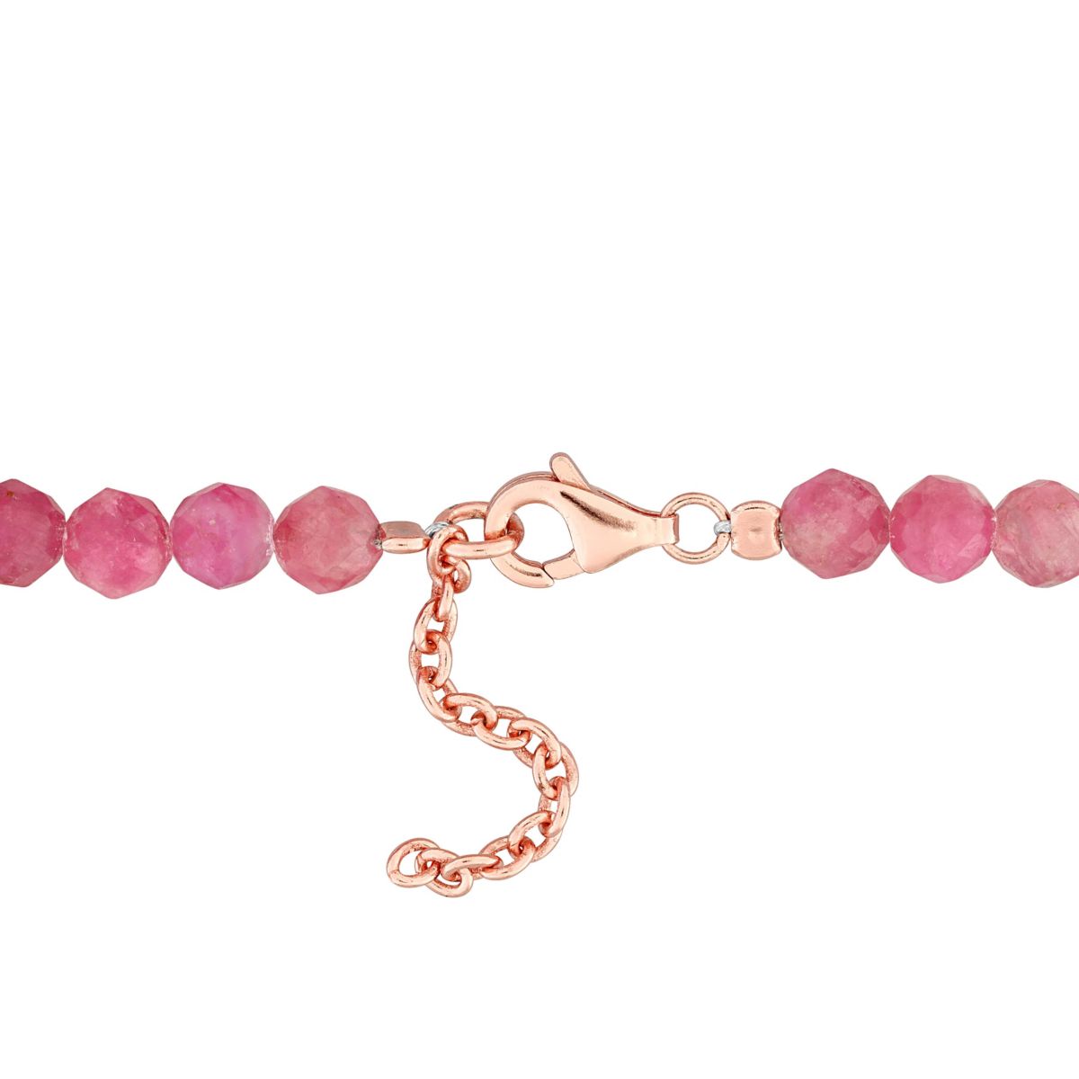 Pink Tourmaline Beaded Bracelet in Rose Plated Sterling Silver