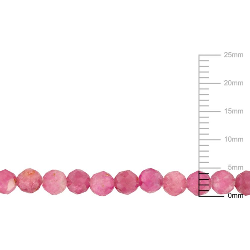 Pink Tourmaline Beaded Bracelet in Rose Plated Sterling Silver