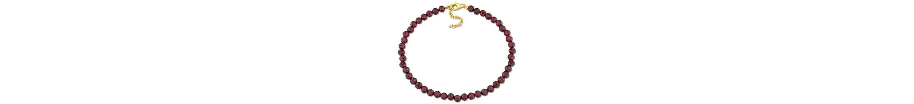 Garnet Facetted Beaded Bracelet in Yellow Plated Sterling Silver