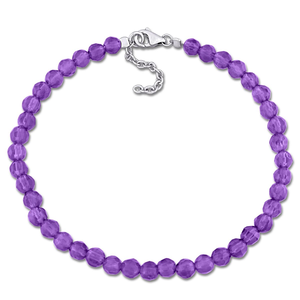 Amethyst Facetted Bead Bracelet in Sterling Silver