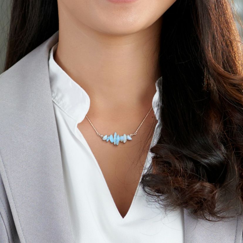 Aquamarine Bead Necklace in Sterling Silver