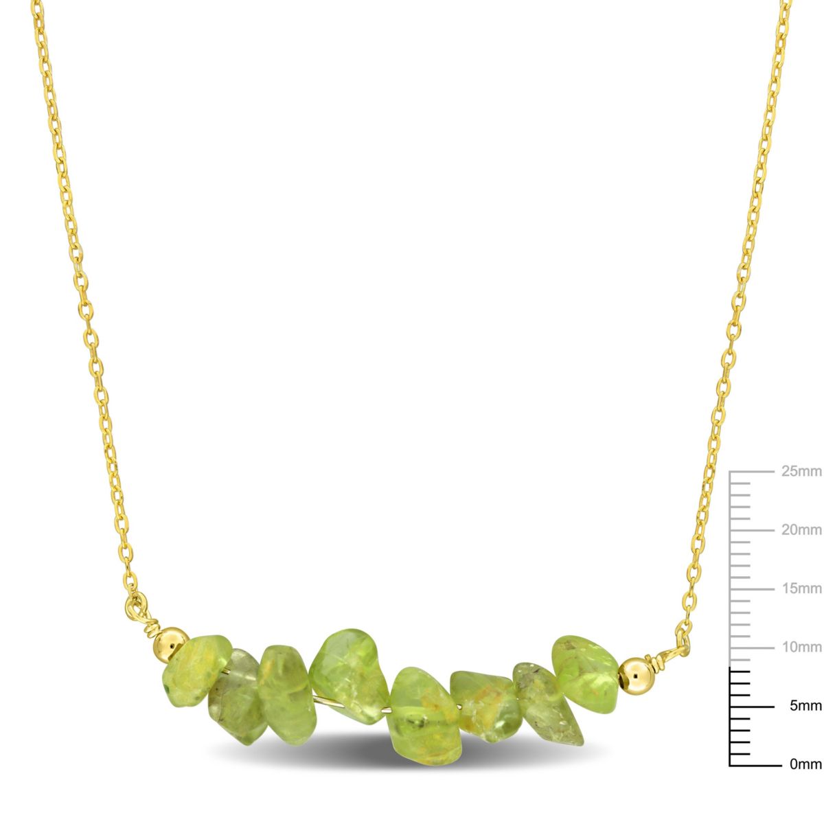 Peridot Bead Necklace in Yellow Plated Sterling Silver