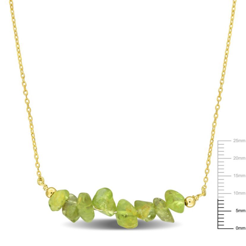 Peridot Bead Necklace in Yellow Plated Sterling Silver