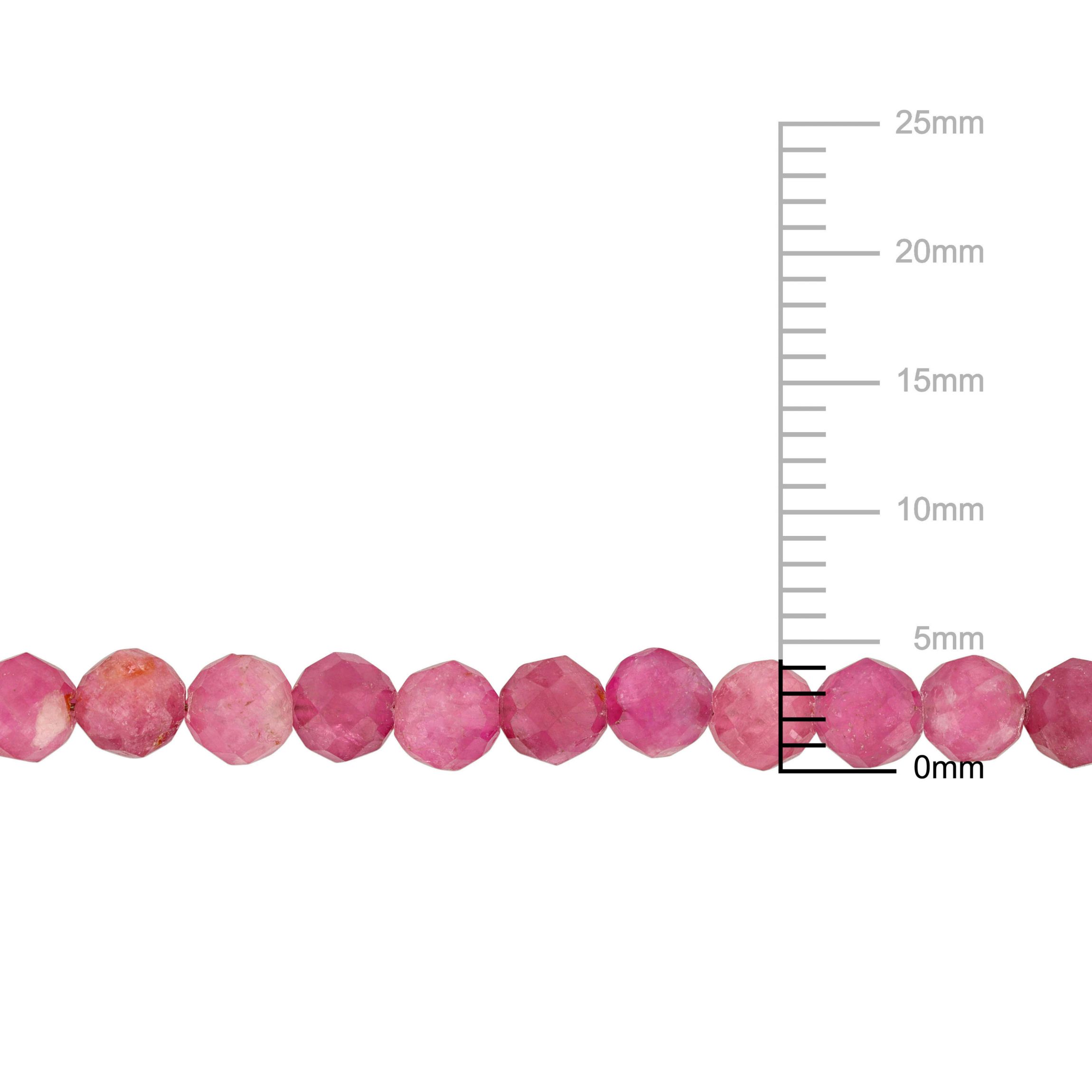 Pink Tourmaline Bead Necklace in Rose Plated Sterling Silver