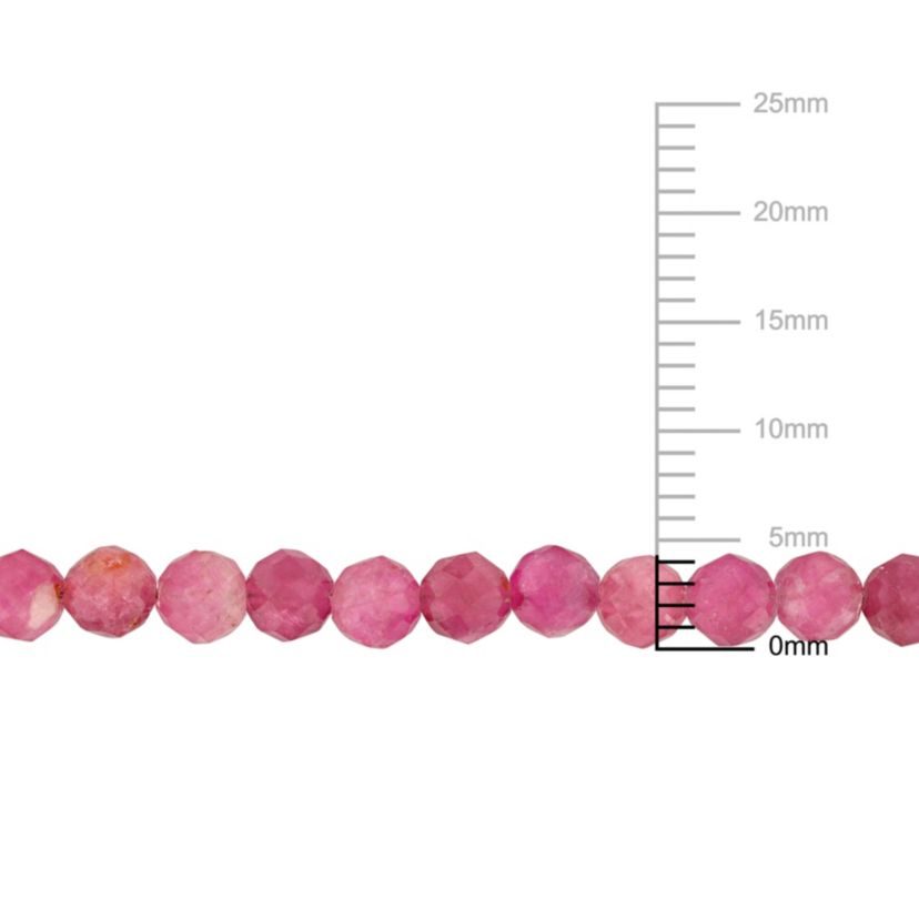 Pink Tourmaline Bead Necklace in Rose Plated Sterling Silver