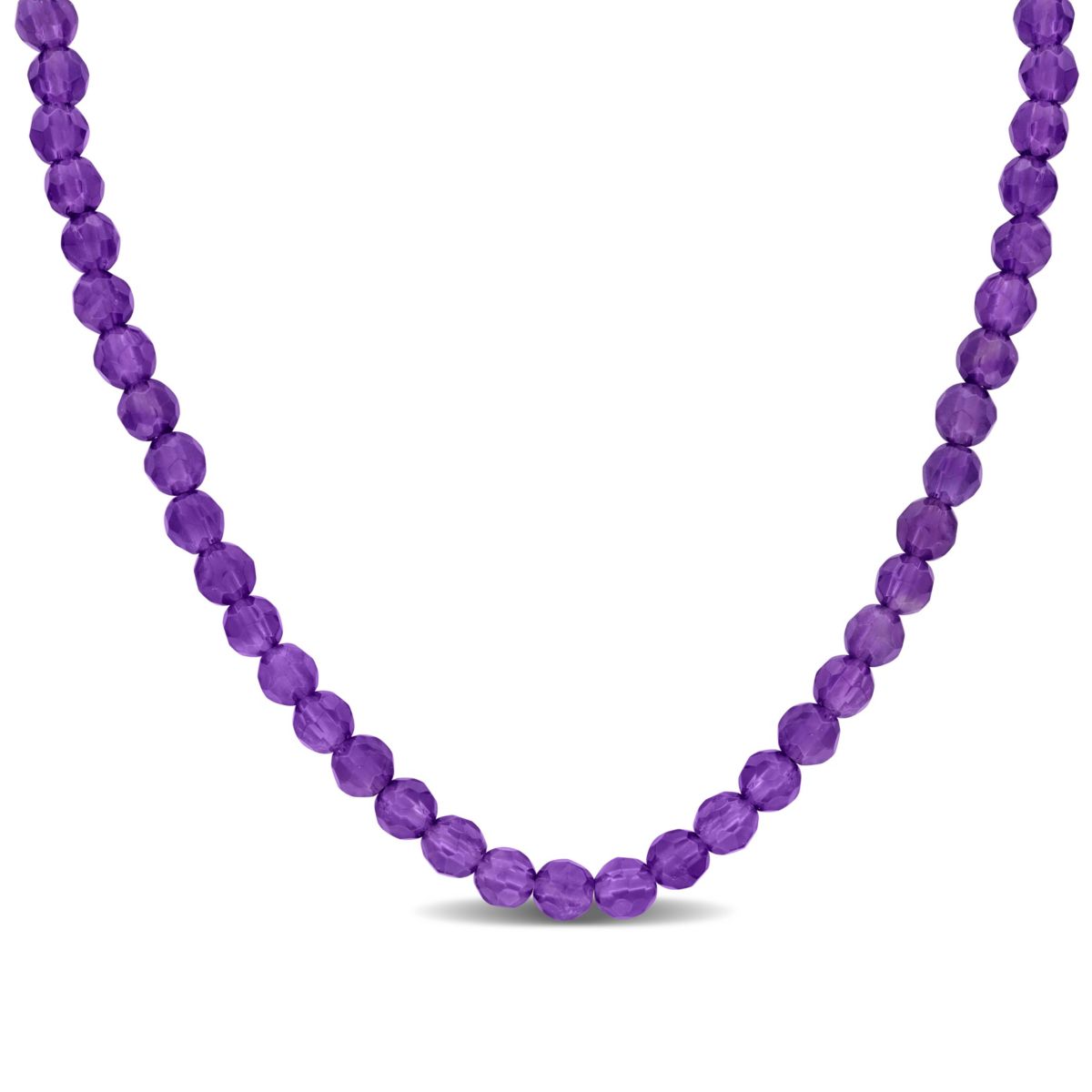 Amethyst Facetted Bead Necklace in Sterling Silver
