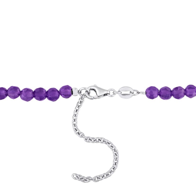 Amethyst Facetted Bead Necklace in Sterling Silver