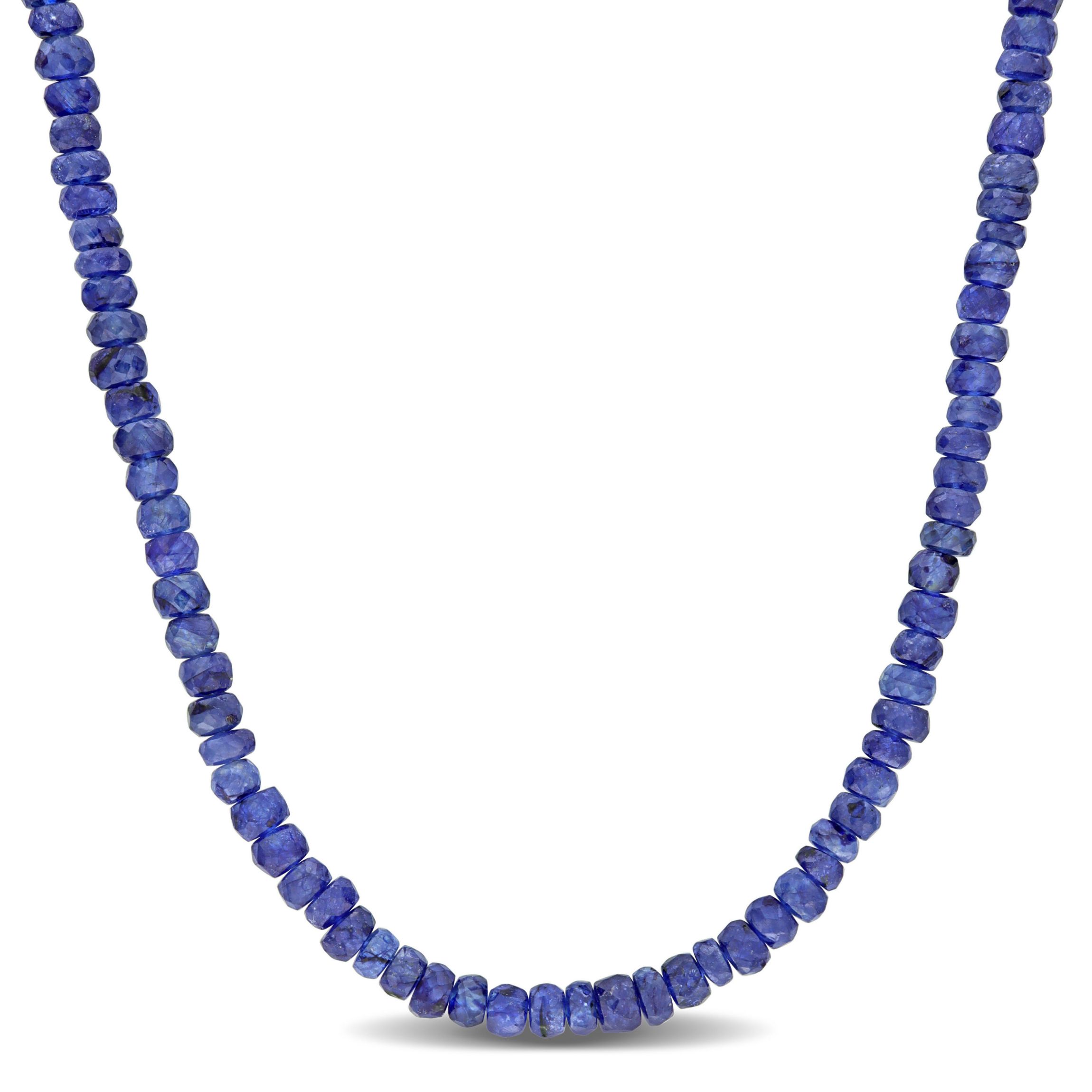 Blue Sapphire Facetted Bead Necklace in Sterling Silver
