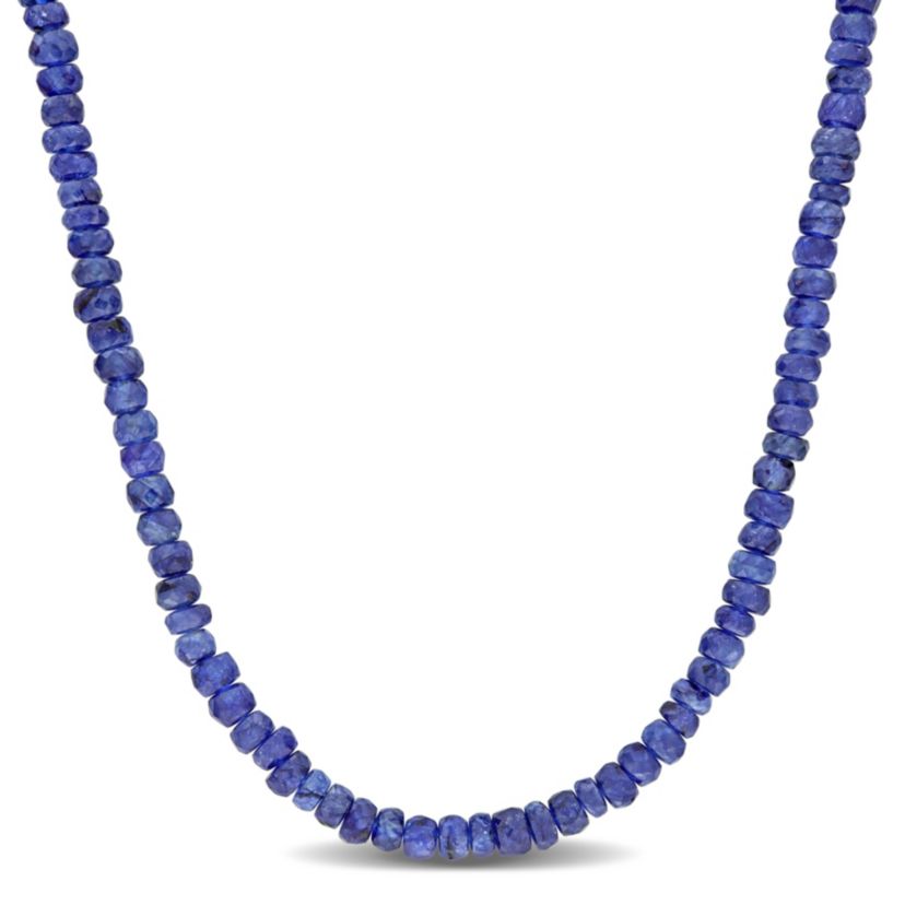 Blue Sapphire Facetted Bead Necklace in Sterling Silver