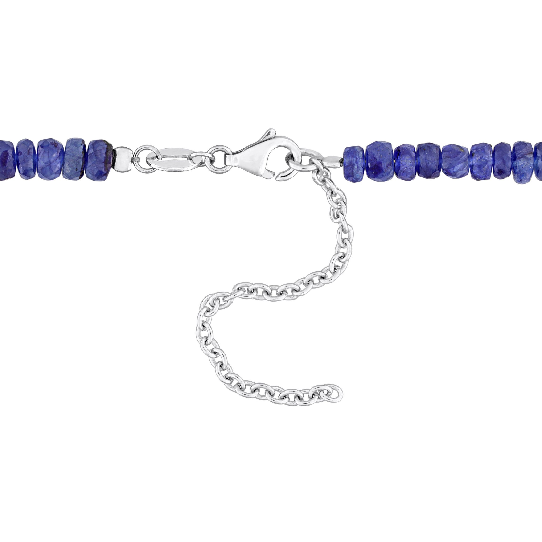 Blue Sapphire Facetted Bead Necklace in Sterling Silver