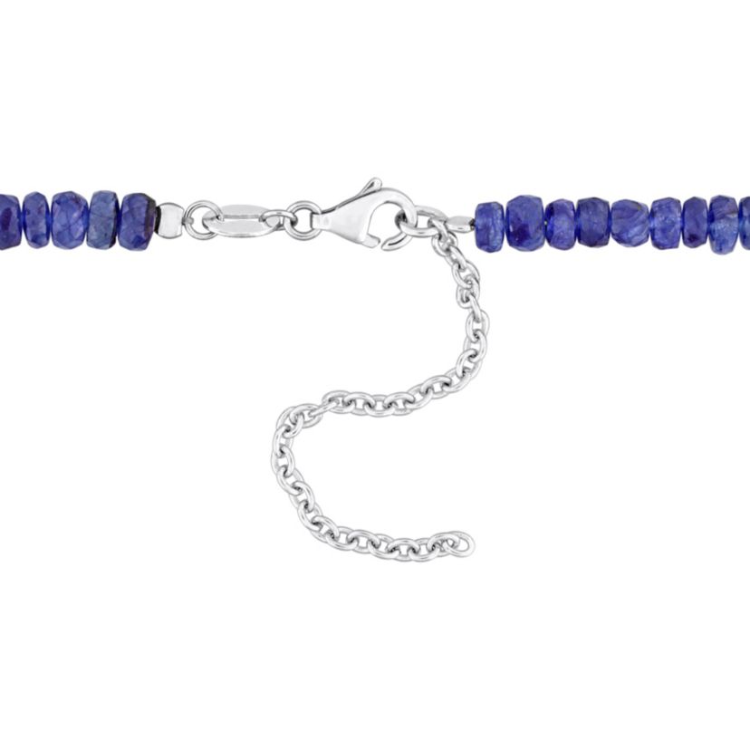 Blue Sapphire Facetted Bead Necklace in Sterling Silver