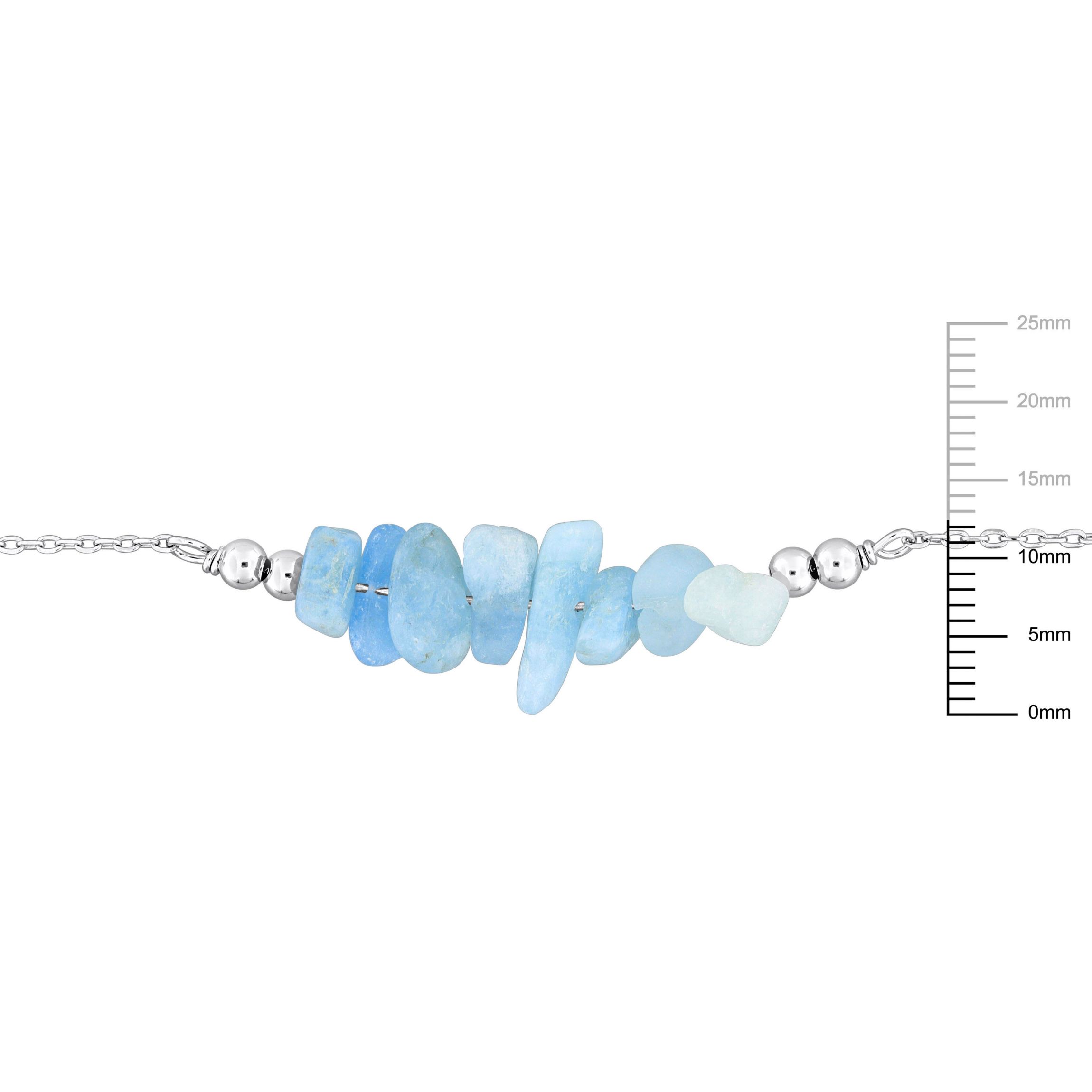 Aquamarine Bead Bracelet in Sterling Silver