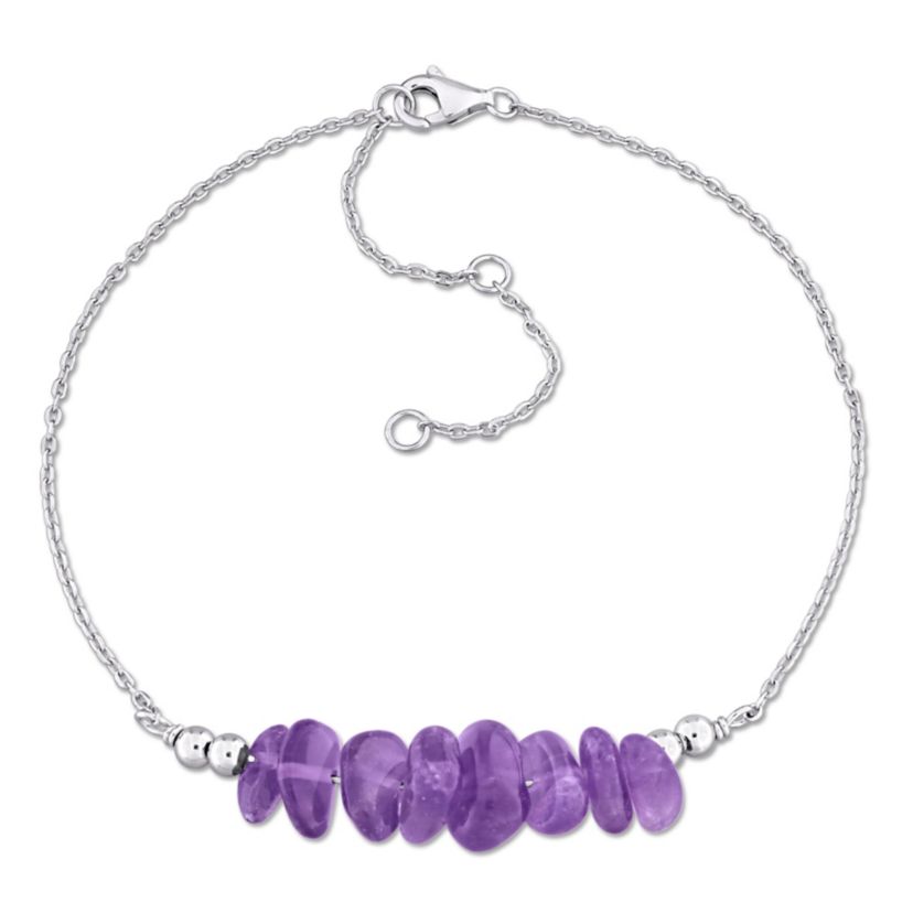 Amethyst Bead Bracelet in Sterling Silver