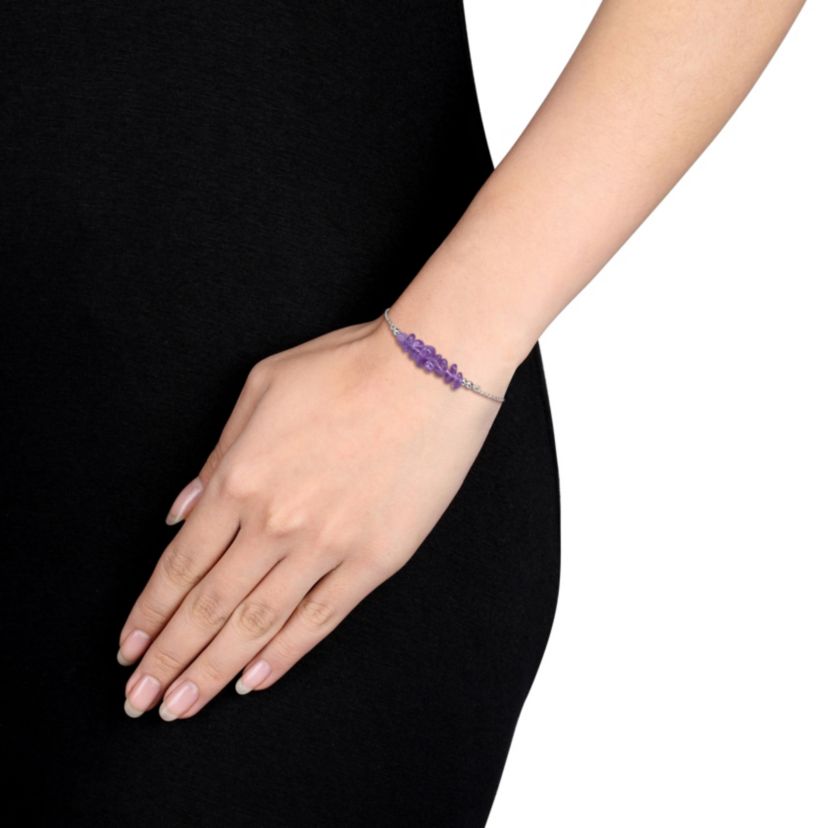 Amethyst Bead Bracelet in Sterling Silver