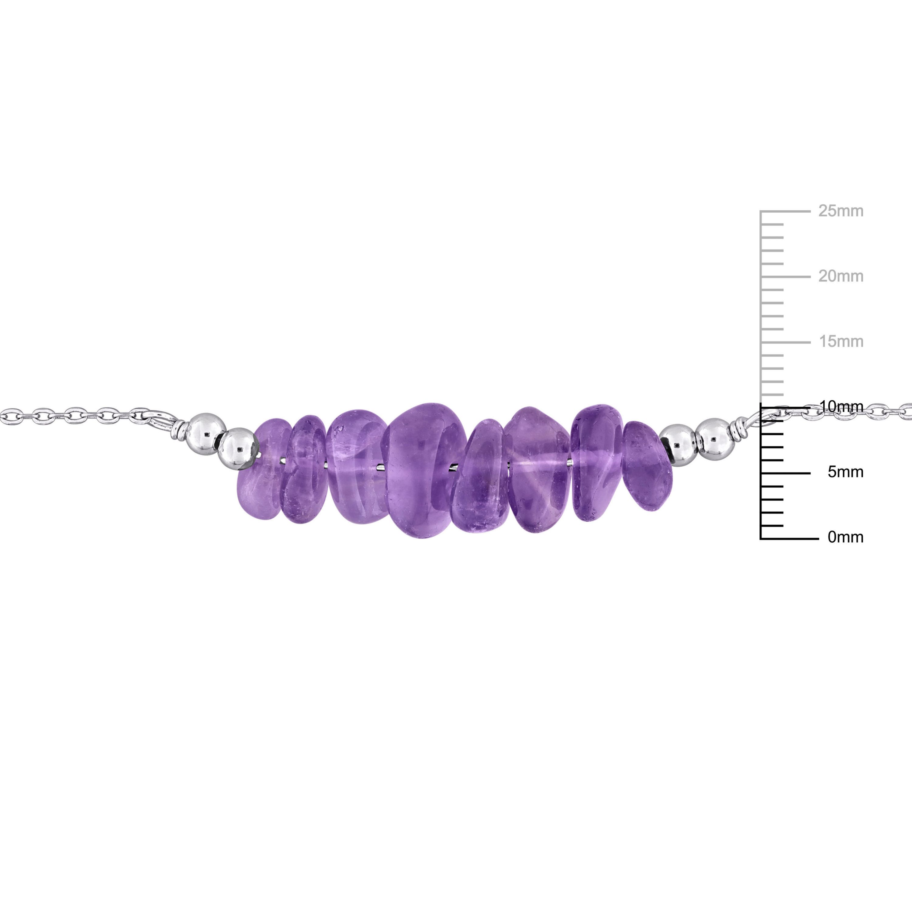 Amethyst Bead Bracelet in Sterling Silver