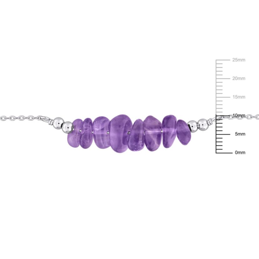 Amethyst Bead Bracelet in Sterling Silver
