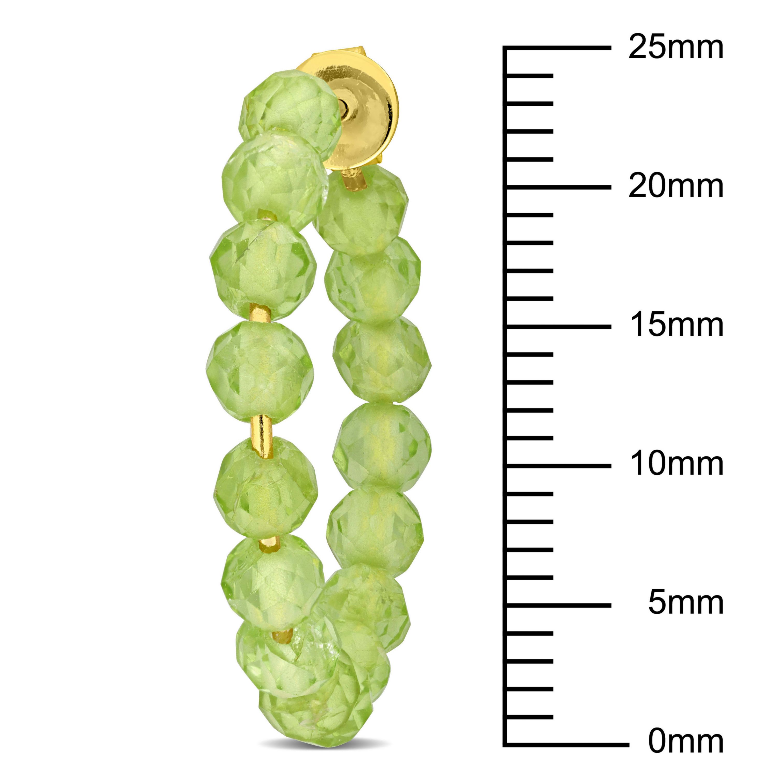 Peridot Beaded Facetted Hoop Earrings in Yellow Plated Sterling Silver