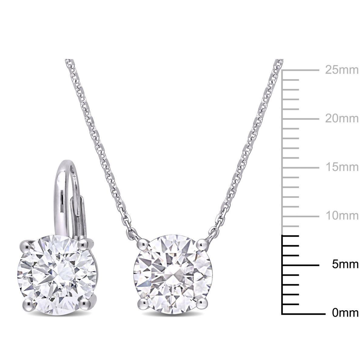 Lab Created 2-Pc Set of Created Moissanite Earrings & Pendant with Chain in 14K White Gold