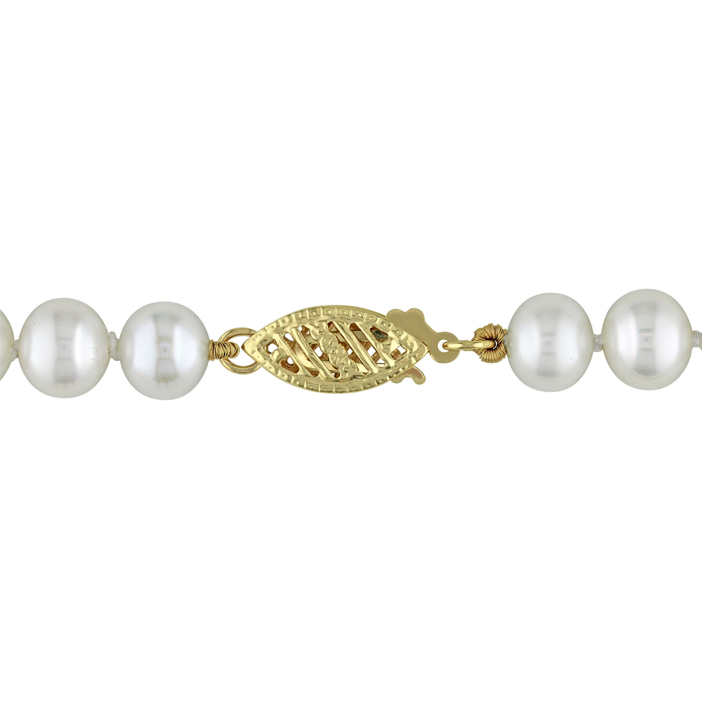 6-6.5mm Freshwater Cultured Pearl Bracelet with 14K Yellow Gold Fisheye Clasp