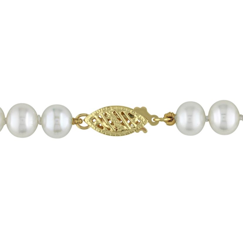 6-6.5mm Freshwater Cultured Pearl Bracelet with 14K Yellow Gold Fisheye Clasp