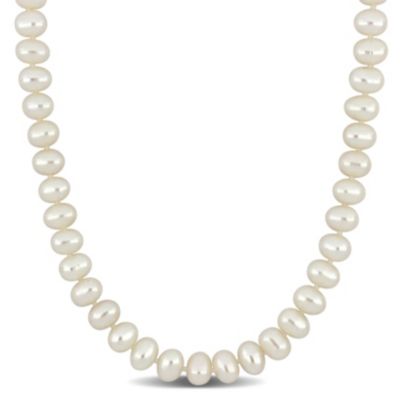 Belk & Co 5.5-6mm Freshwater Cultured Pearl Necklace with 14K Yellow Gold Fisheye Clasp