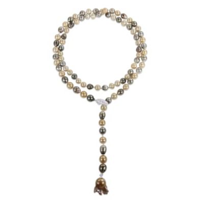 Belk & Co 9-10mm Multi-Color Tahitian & South Sea Cultured Pearl with 14-14.5mm Golden Freshwater Cultured Pearl Lariat Necklace in Sterling Silver -  0620400250371