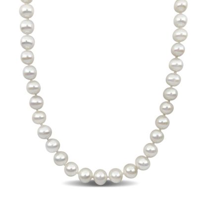 Belk & Co 9-10mm Freshwater Cultured Pearl Necklace with 14K Yellow Gold Fisheye Clasp, 18 in