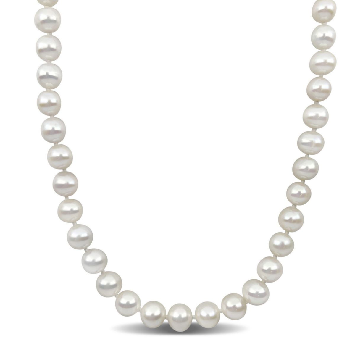 9-10mm Freshwater Cultured Pearl Necklace with 14K Yellow Gold Fisheye Clasp