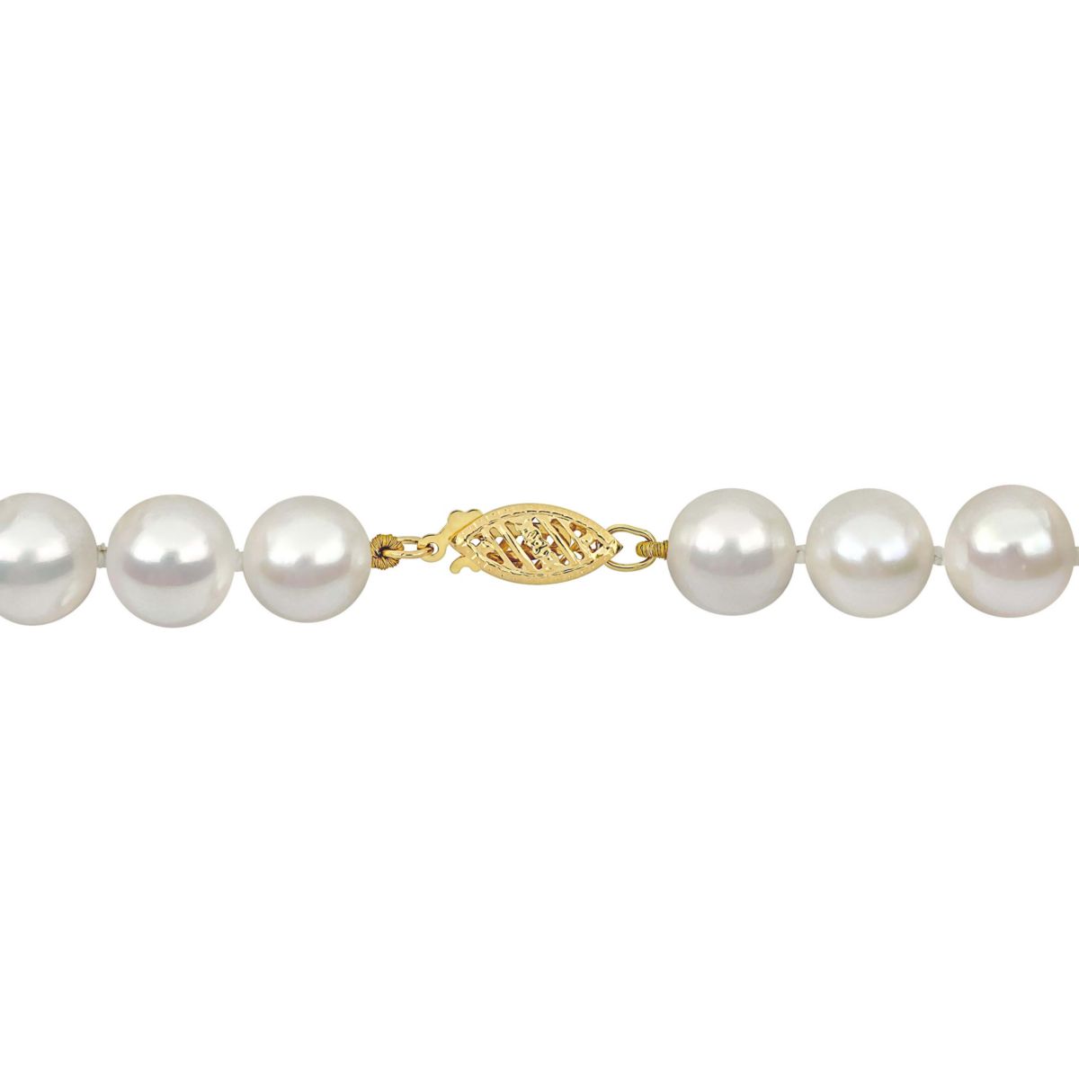 9-10mm Freshwater Cultured Pearl Necklace with 14K Yellow Gold Fisheye Clasp