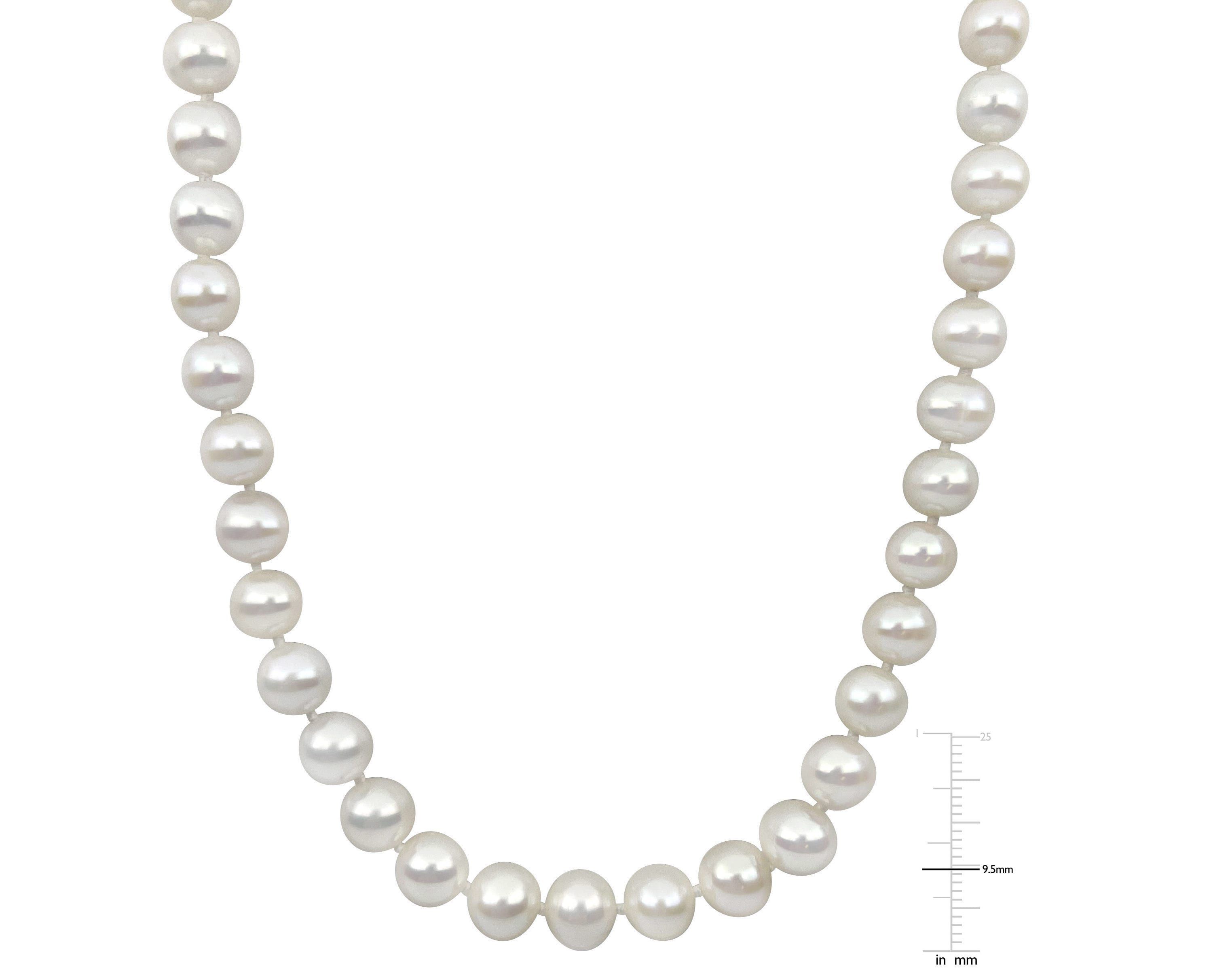 9-10mm Freshwater Cultured Pearl Necklace with 14K Yellow Gold Fisheye Clasp