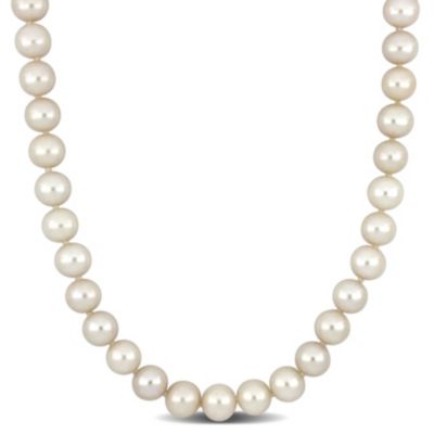 Belk & Co 7.5-8mm Freshwater Cultured Pearl Necklace with 14K Yellow Gold Fisheye Clasp, 18 in