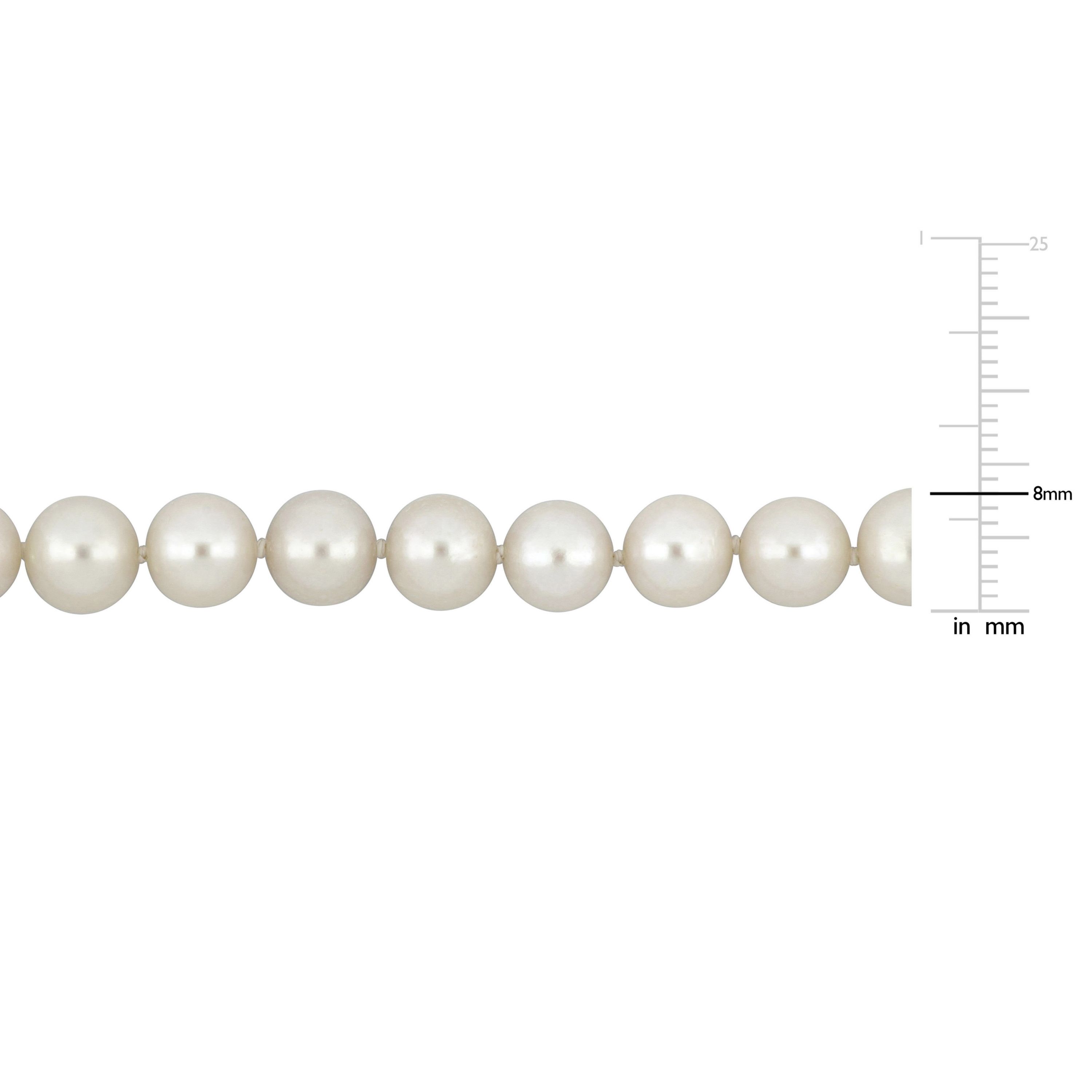 7.5-8mm Freshwater Cultured Pearl Necklace with 14K Yellow Gold Fisheye Clasp