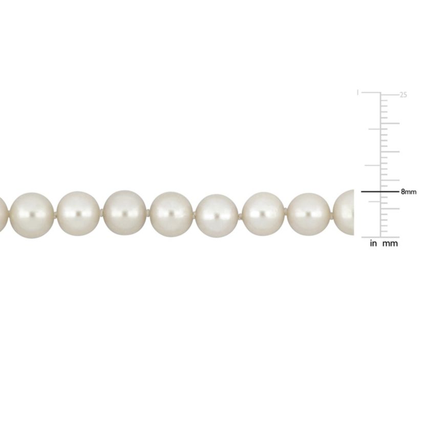 7.5-8mm Freshwater Cultured Pearl Necklace with 14K Yellow Gold Fisheye Clasp