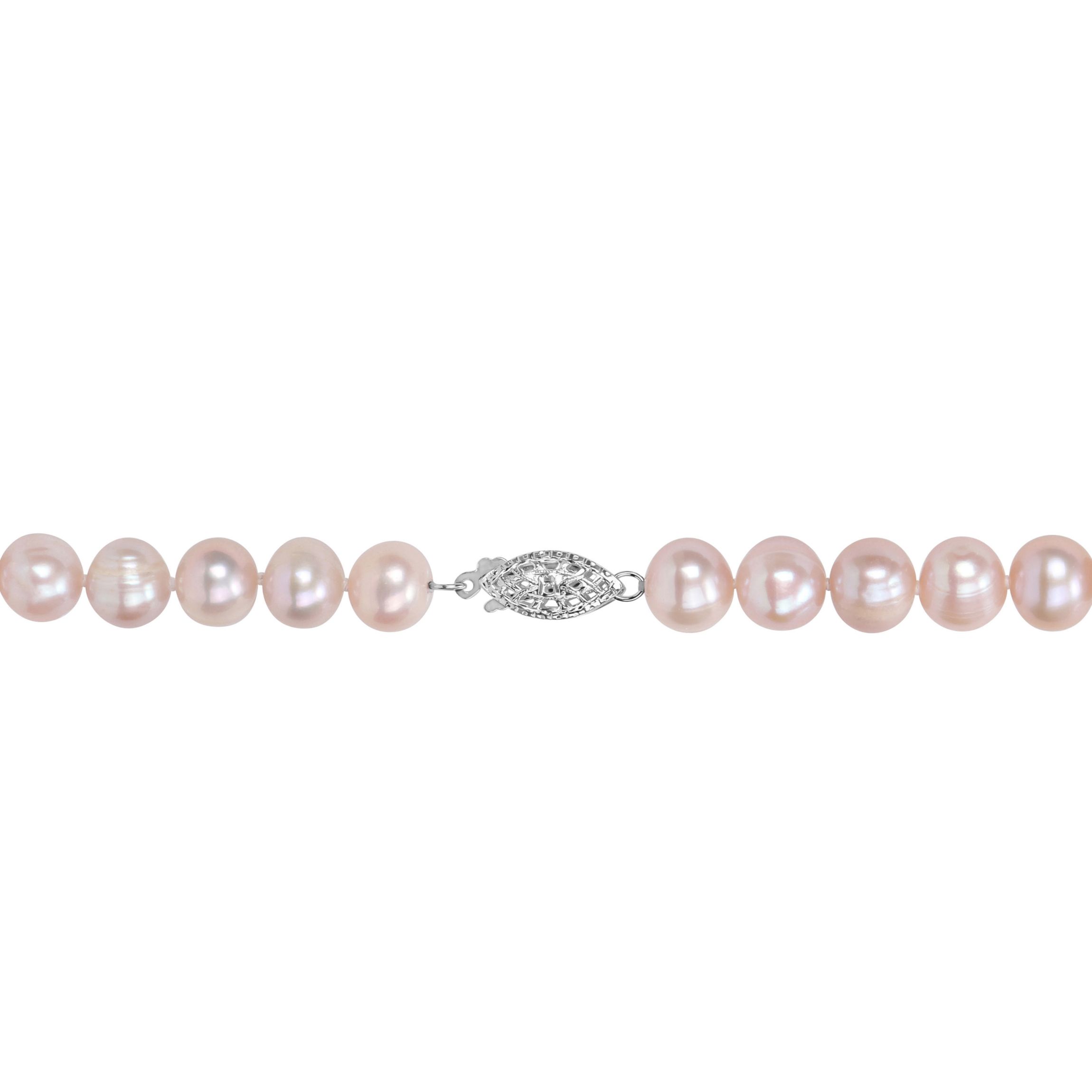 6.5-7mm Pink Freshwater Cultured Pearl Necklace with Sterling Silver Fisheye Clasp