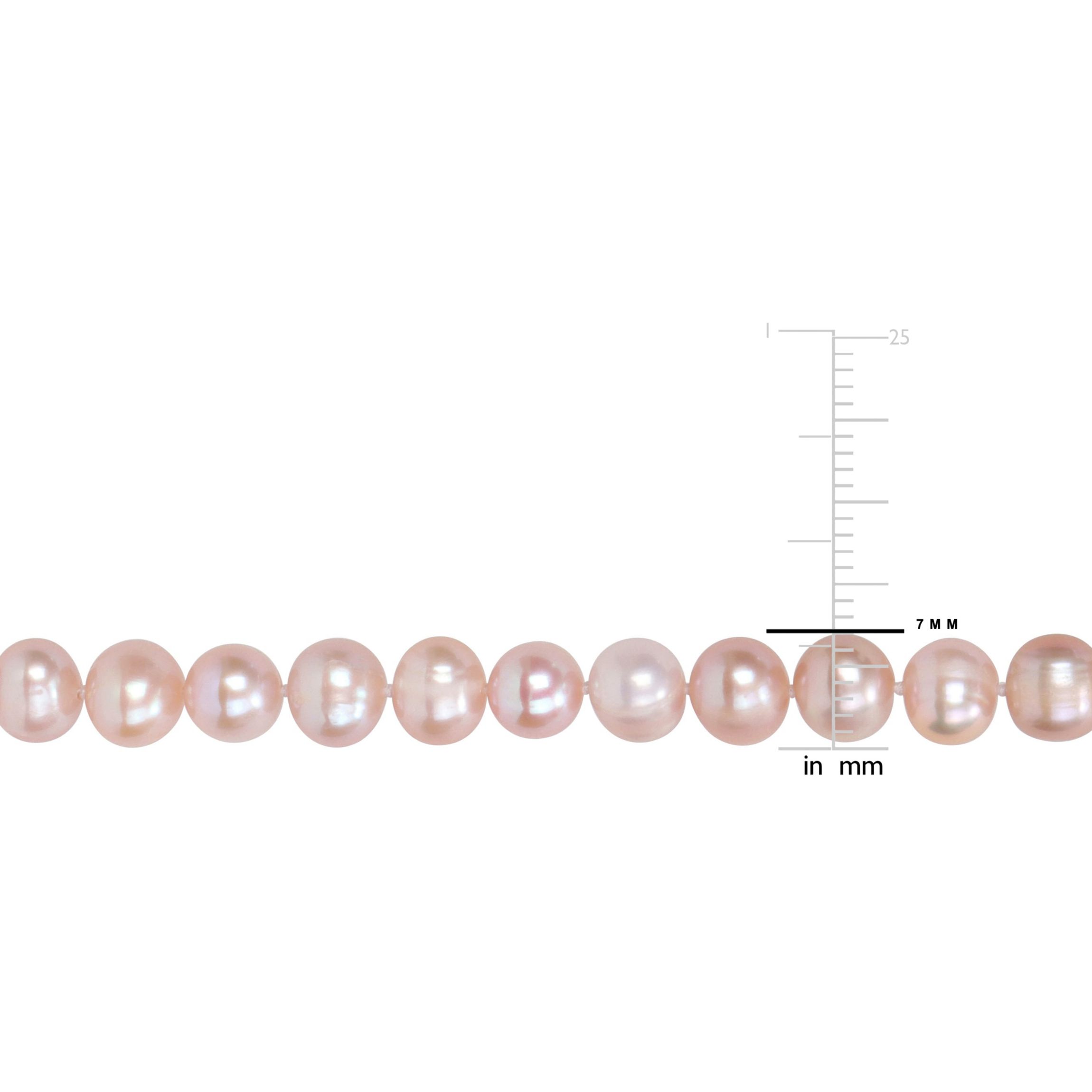 6.5-7mm Pink Freshwater Cultured Pearl Necklace with Sterling Silver Fisheye Clasp