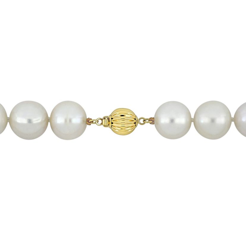 12-14mm Freshwater Cultured Pearl Necklace with 14K Yellow Gold Ball Clasp