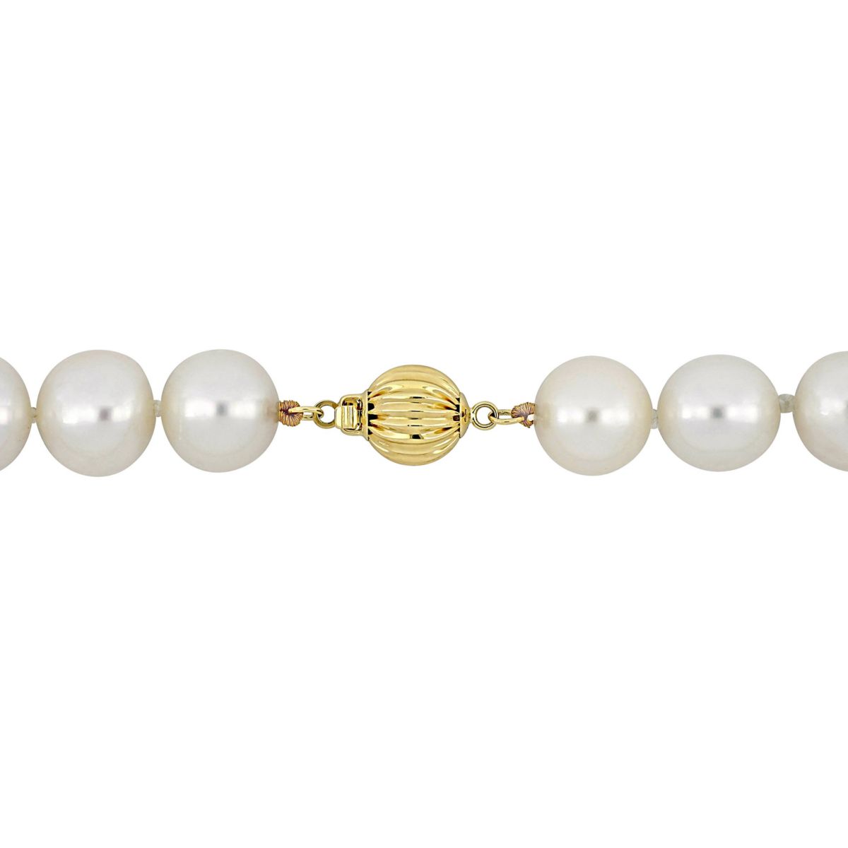 10-11mm Freshwater Cultured Pearl Necklace with 14K Yellow Gold Ball Clasp