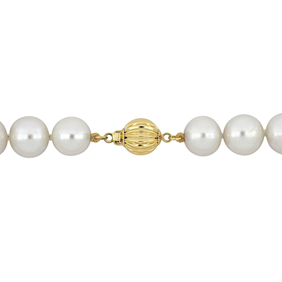 10-11mm Freshwater Cultured Pearl Necklace with 14K Yellow Gold Ball Clasp