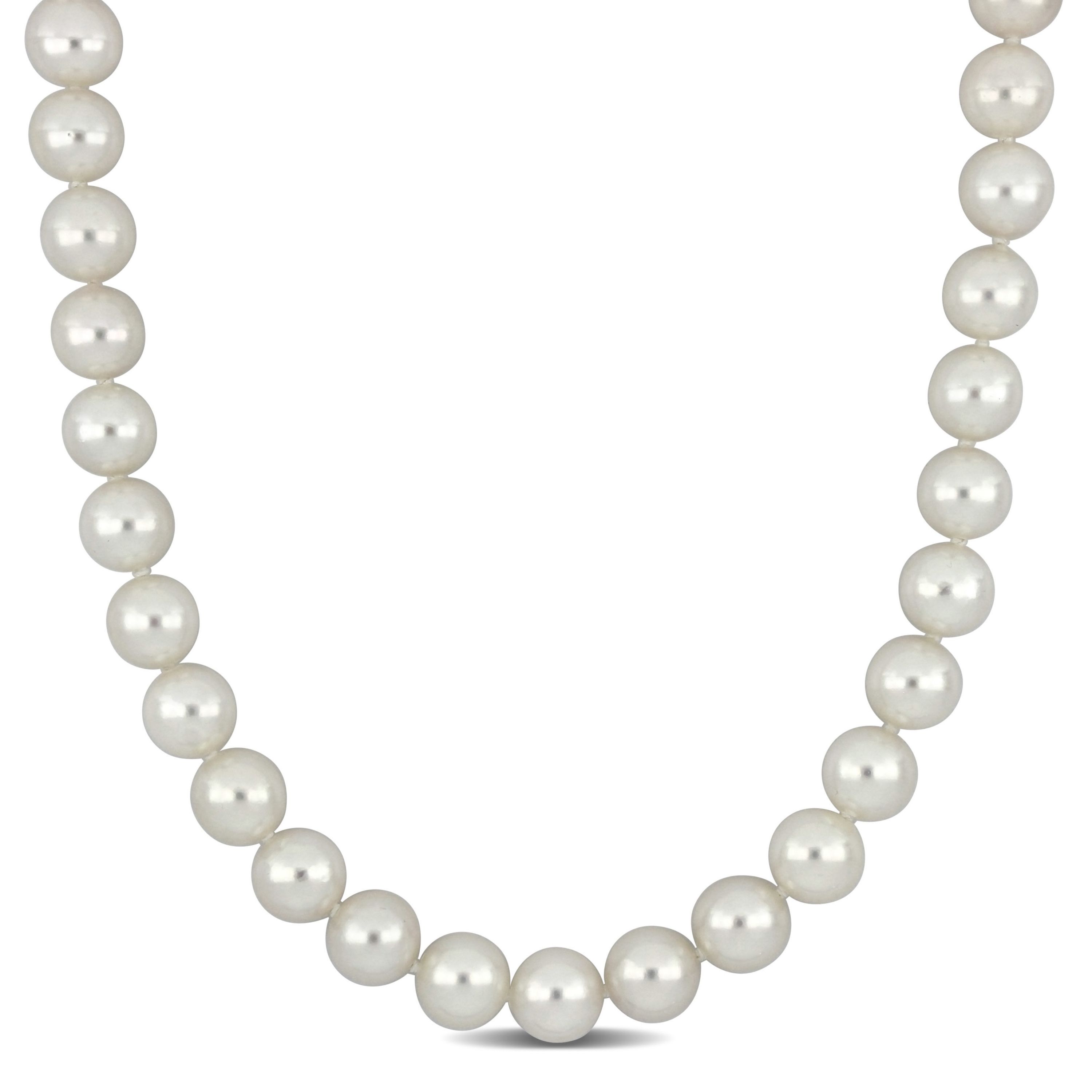 9-9.5mm Japanese Akoya Cultured Pearl Necklace with 14K Yellow Gold Fisheye Clasp