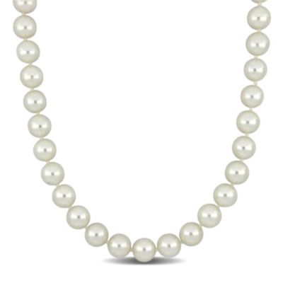 Belk & Co 9-9.5mm Japanese Akoya Cultured Pearl Necklace with 14K Yellow Gold Fisheye Clasp, 18 in