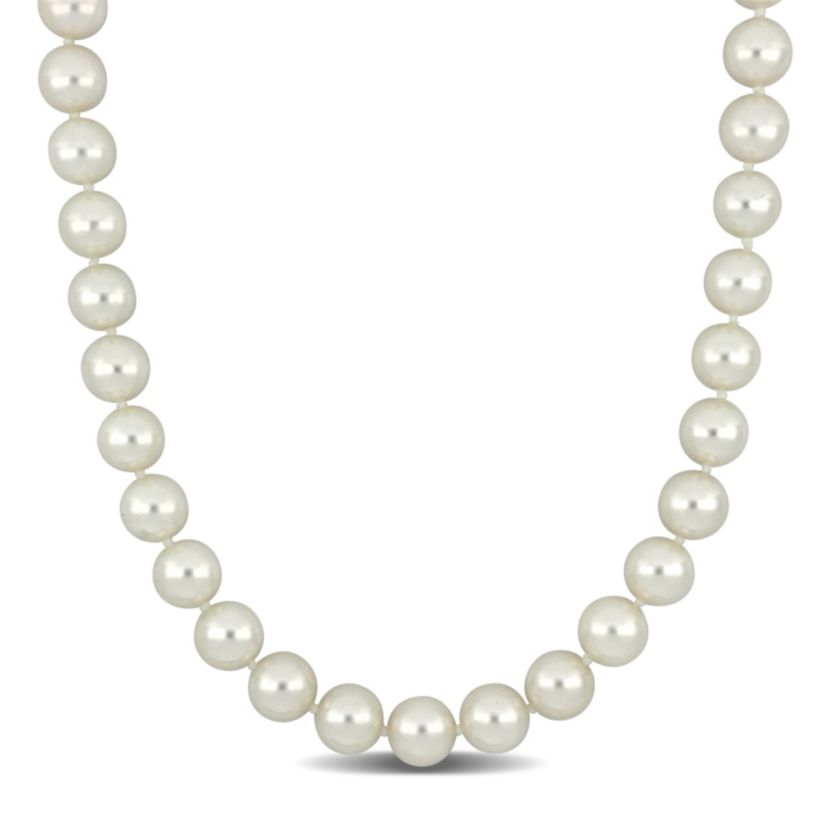9-9.5mm Japanese Akoya Cultured Pearl Necklace with 14K Yellow Gold Fisheye Clasp