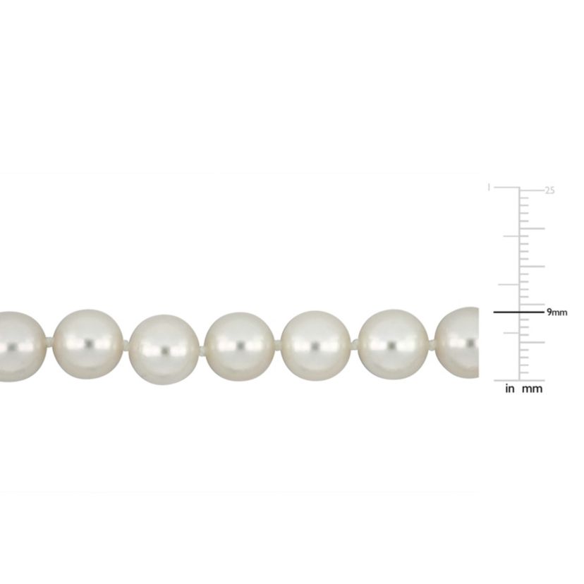 9-9.5mm Japanese Akoya Cultured Pearl Necklace with 14K Yellow Gold Fisheye Clasp