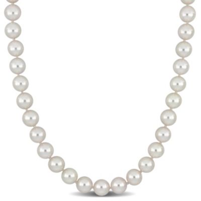 Belk & Co 8.5-9mm Japanese Akoya Cultured Pearl Necklace with 14K Yellow Gold Fisheye Clasp, 18 in
