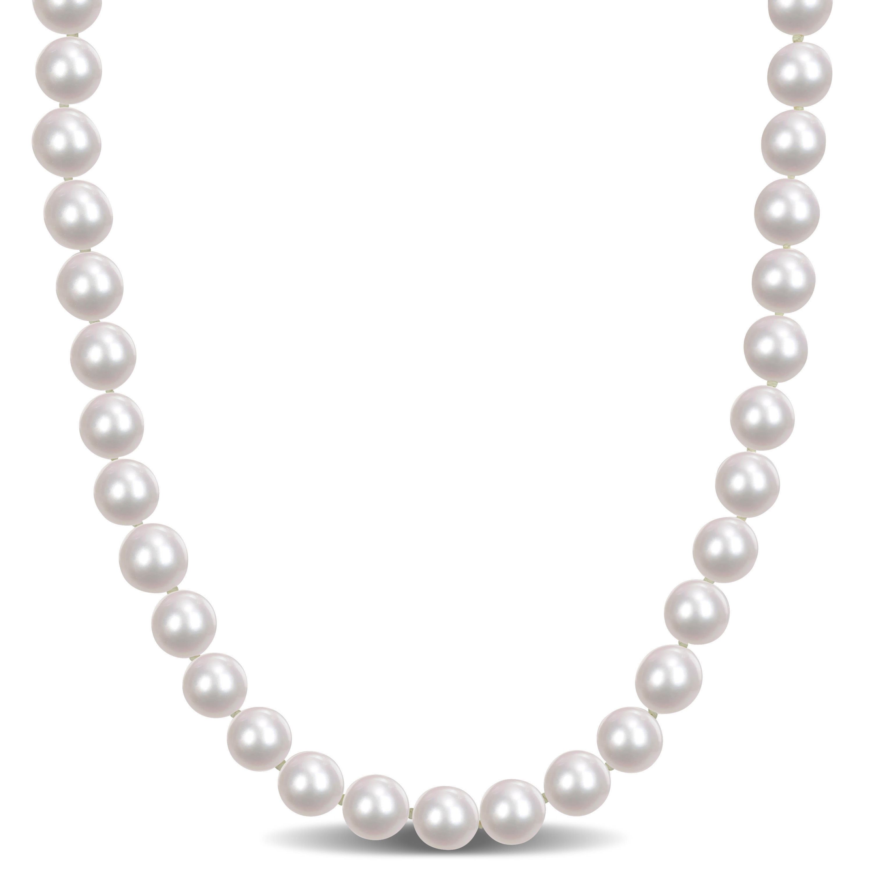 7.5-8mm Japanese Akoya Cultured Pearl Necklace with 14K Yellow Gold Fisheye Clasp