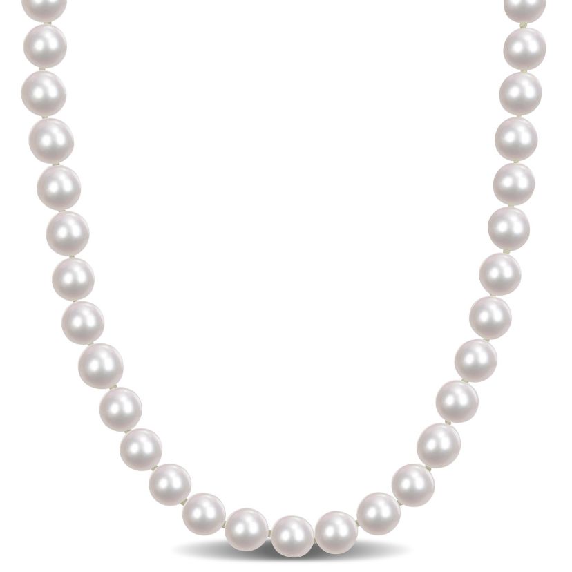 7.5-8mm Japanese Akoya Cultured Pearl Necklace with 14K Yellow Gold Fisheye Clasp