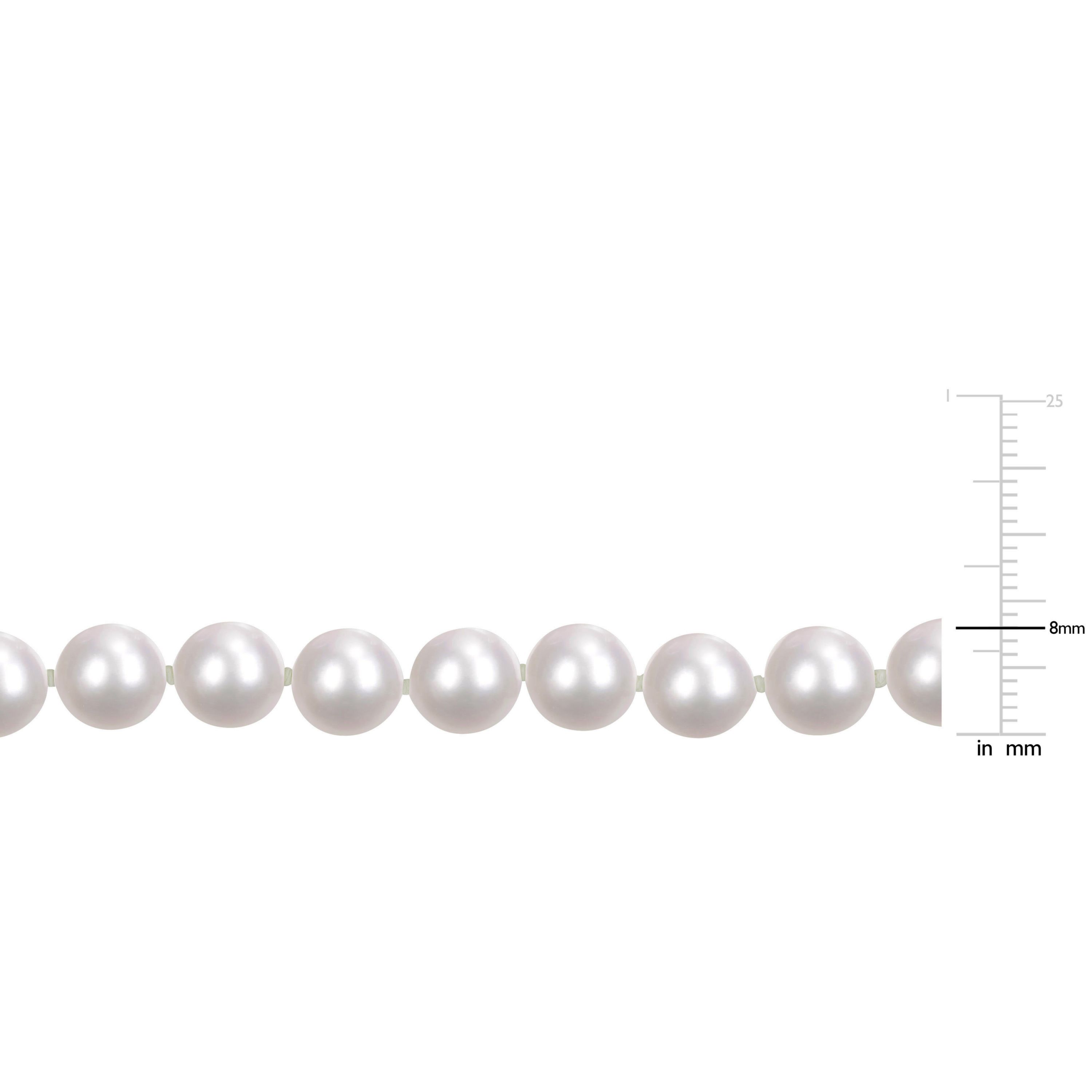 7.5-8mm Japanese Akoya Cultured Pearl Necklace with 14K Yellow Gold Fisheye Clasp