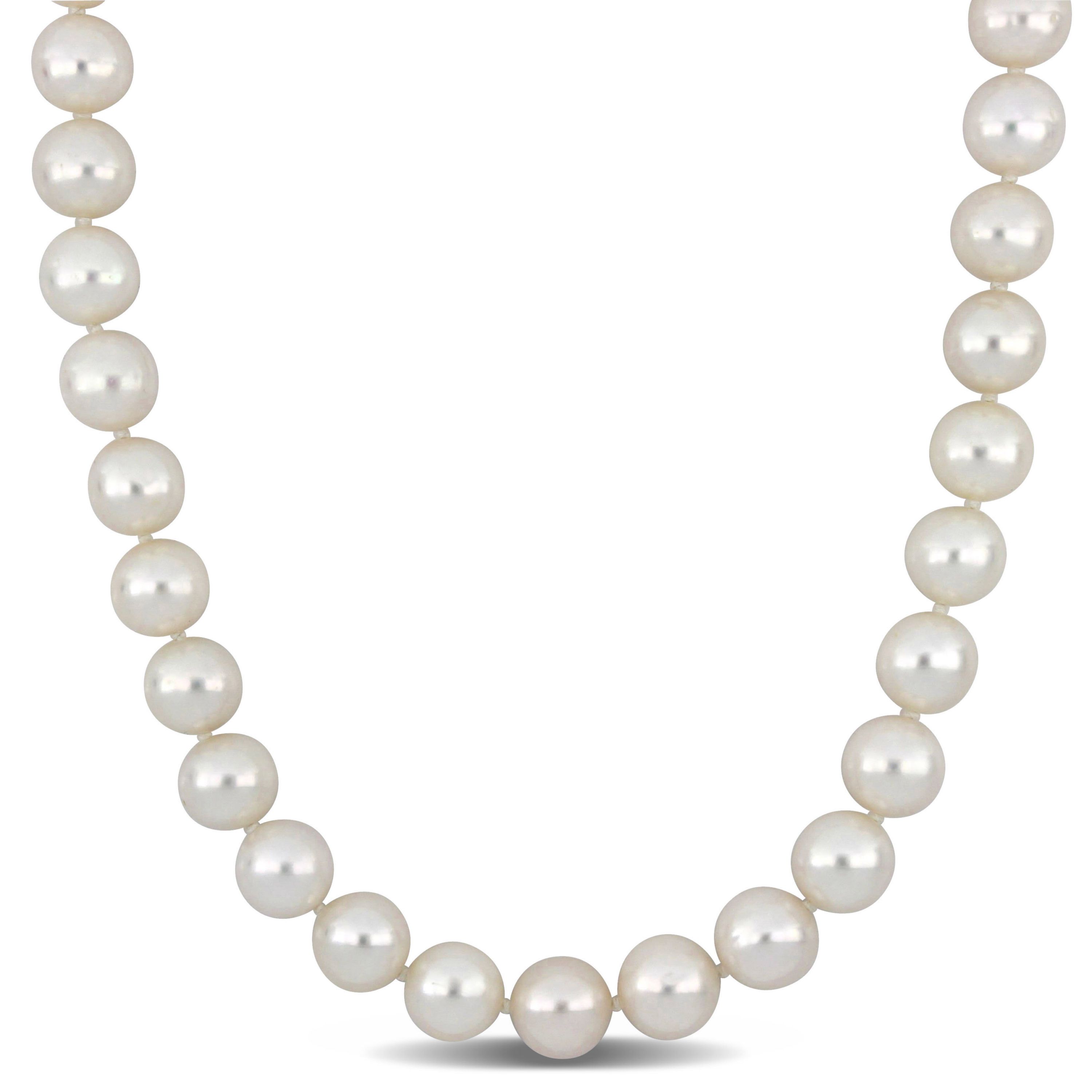 10-11mm Freshwater Cultured Pearl Necklace with 14K Yellow Gold Ball Clasp