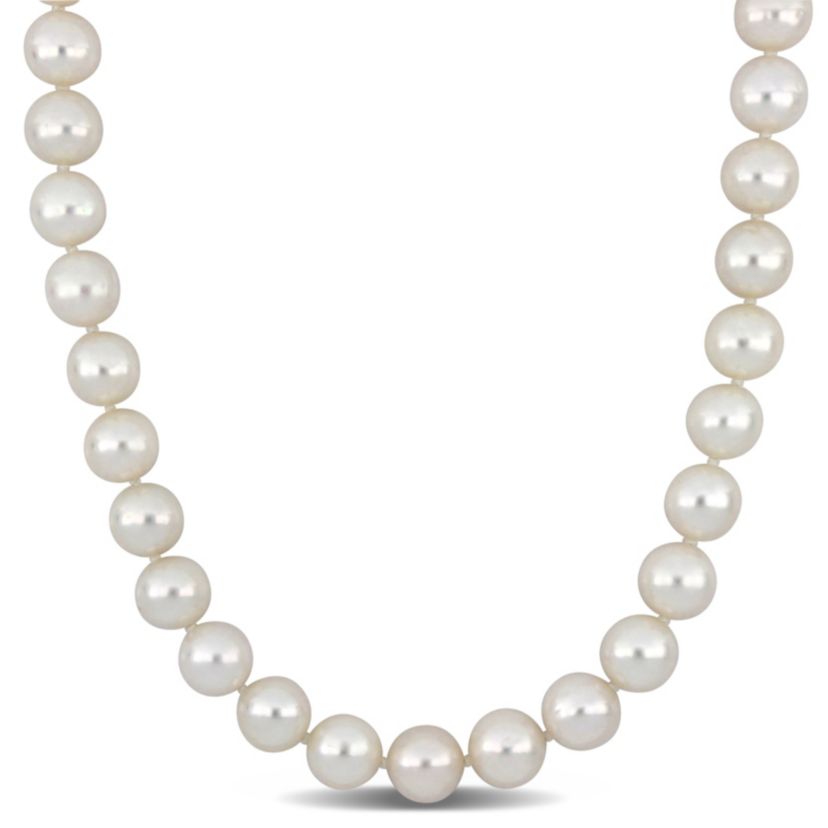 10-11mm Freshwater Cultured Pearl Necklace with 14K Yellow Gold Ball Clasp