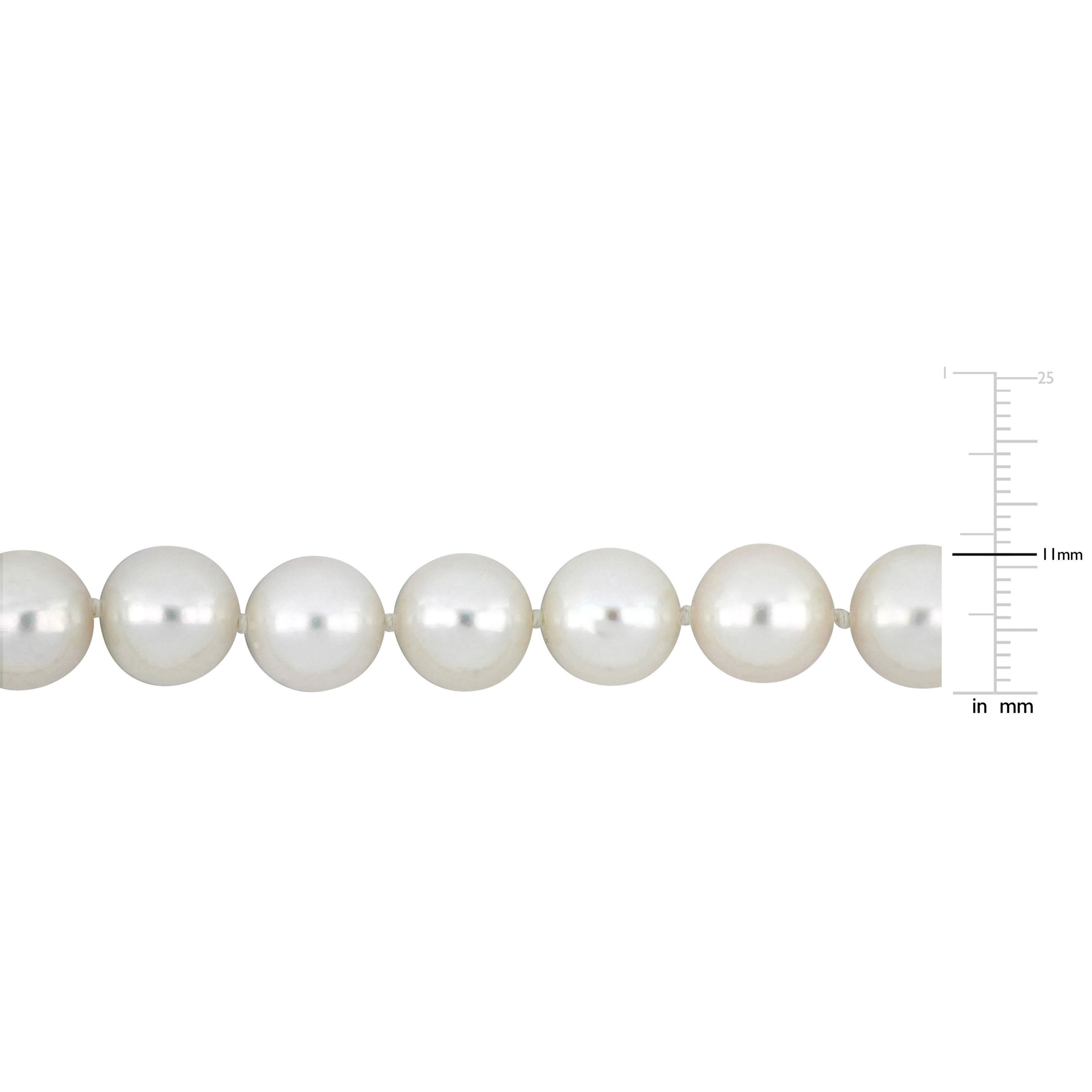 10-11mm Freshwater Cultured Pearl Necklace with 14K Yellow Gold Ball Clasp