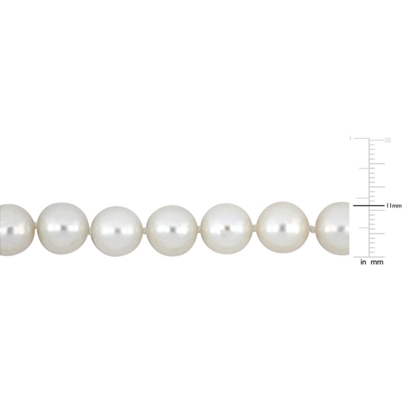 10-11mm Freshwater Cultured Pearl Necklace with 14K Yellow Gold Ball Clasp